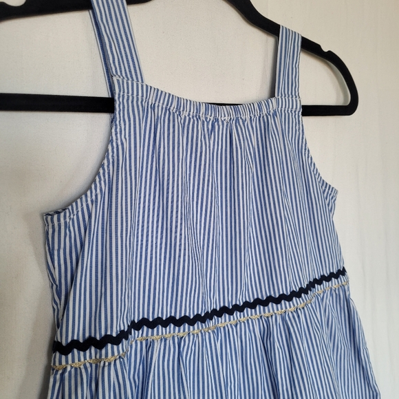 Crew Cuts Girls Summer Dress Size 10 Blue White Tier Cottagecore Preppy Nautical - Picture 8 of 10